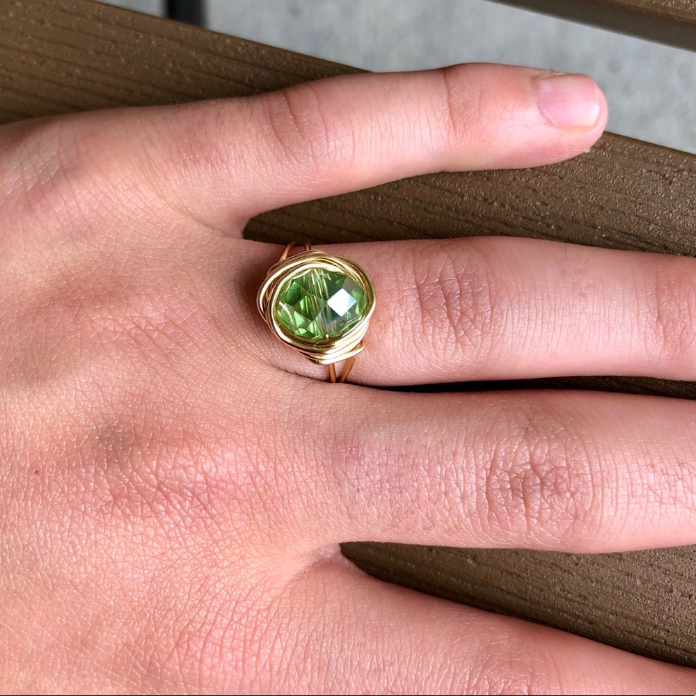 Handmade Wire Wrapped Ring W/Bead
